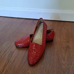 Red Basket Weave Loafers Sz 6